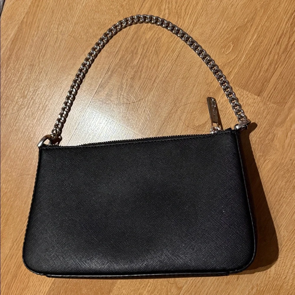 Michael Kors Black Saffiano Wristlet with Silver Chain - Picture 2 of 5